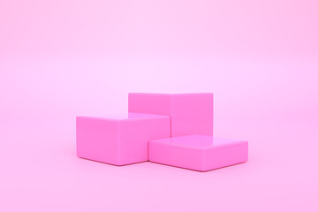Podium on a pink background. Abstract geometric minimalism. 3d render illustration