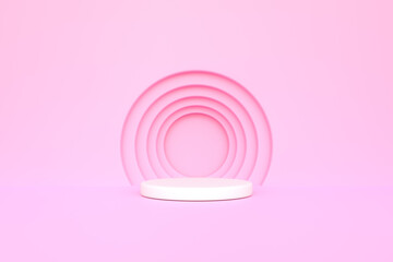 Podium on a pink background. Abstract geometric minimalism. 3d render illustration