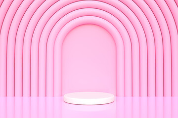 Naklejka premium Podium on a pink background. Abstract geometric minimalism. 3d render illustration