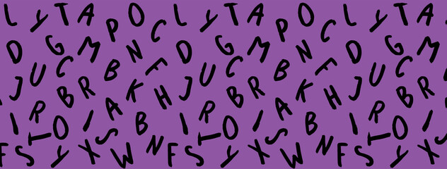 template with the image of keyboard symbols. set of letters. Surface template. fiolet purple background. Banner for insertion into site.