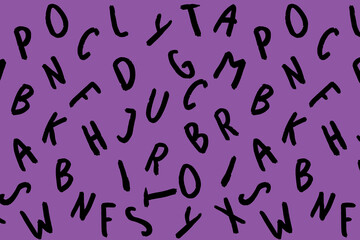 template with the image of keyboard symbols. set of letters. Surface template. fiolet purple background