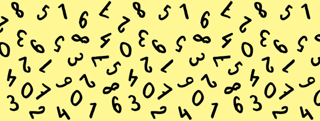 template with the image of keyboard symbols. a set of numbers. Surface template. pastel yellow background. Banner for insertion into site.