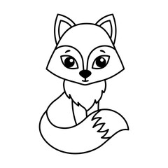 Forest animal for children coloring book. Funny fox in a cartoon style