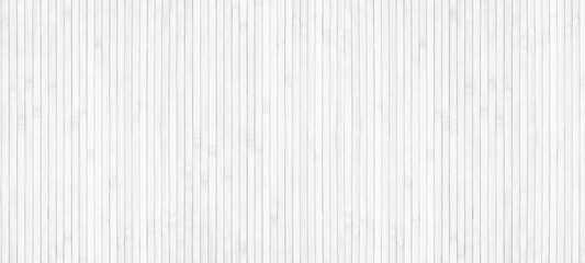 White wooden surface widescreen texture. Natural bamboo light backdrop. Whitewashed wood slat large background © JAYANNPO