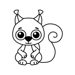 Forest animal for children coloring book. Funny squirrel in a cartoon style