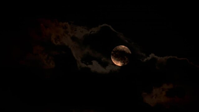Moon in Dark Night Sky natural Background. video night nighttime timelapse. white and Yellow Moon.