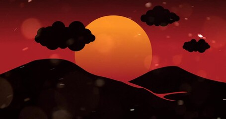 animated background of mountains and dark clouds with wind blowing - Powered by Adobe