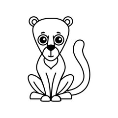 Zoo animal for children coloring book. Funny puma in a cartoon style