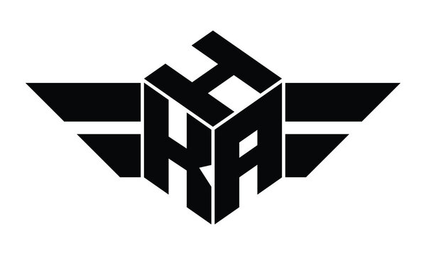 HKA three letter gaming logo in polygon cube shape logo design vector template. wordmark logo | emblem logo | monogram logo | initial letter logo | sports logo | minimalist logo | typography logo |