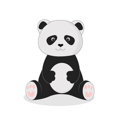 Baby panda bear sitting. Flat vector illustration
