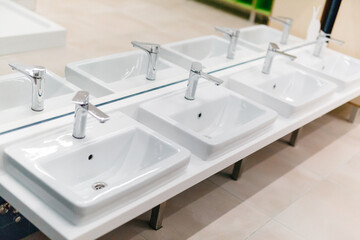 Low basins and sinks for children in kindergarten and elementary school