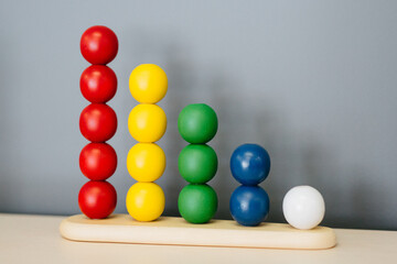 Naklejka premium designer children's educational colorful wooden pyramid balls