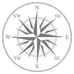 vector icon of compass rose isolated on white background