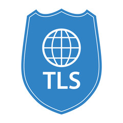TLS - blue colored shield icon on white background	
