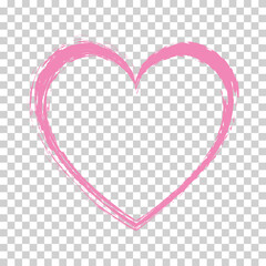 pink watercolor vector heart shape brush painted ink stamp banner frame	