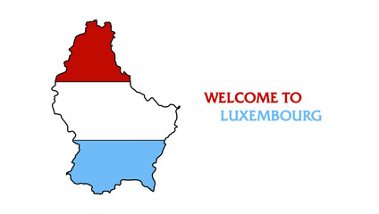 welcome to Luxembourg stylized outline map of Luxembourg with national flag icon. Flag color map of Luxembourg vector illustration.