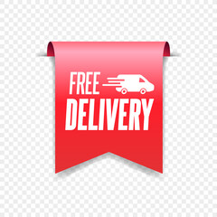 Free Delivery Text on Label for Shopping Advertising