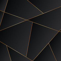 illustration of abstract vector background with gold lines and black geometric shapes	