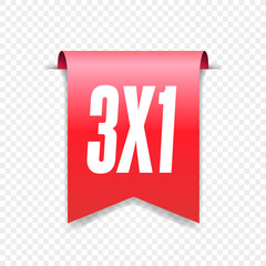 3X1, Buy 1 Get 3 Label for Shopping Advertising