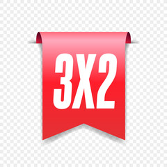 3X2, Buy 2 Get 3 Label for Shopping Advertising