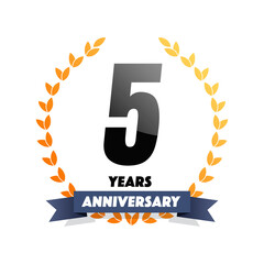5 Five Years Anniversary Vector Label