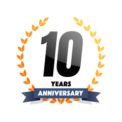 10 Ten Years Anniversary Vector Label	
