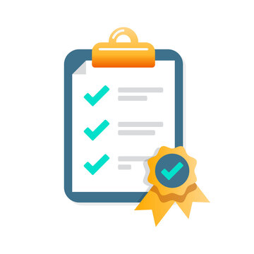 Checklist Certified And Completed Flat Design Vector Icon	