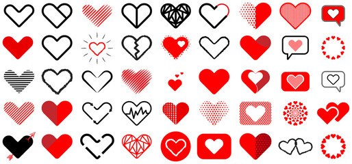 Heart shape icon set. Collection of heart symbol. Love day valentine vector illustration