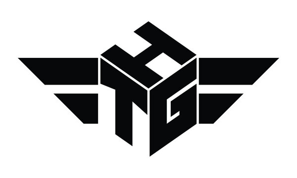 HTG three letter gaming logo in polygon cube shape logo design vector template. wordmark logo | emblem logo | monogram logo | initial letter logo | sports logo | minimalist logo | typography logo |