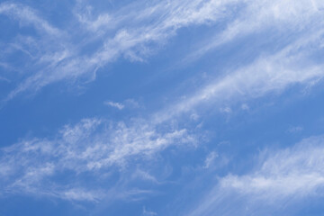 Abstract delicate blue-white background. Bright beautiful blue sky with soft clouds for background or texture. Blue sky and clouds. Natural background