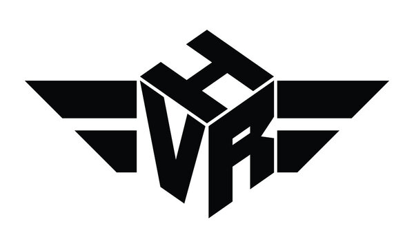 HVR three letter gaming logo in polygon cube shape logo design vector template. wordmark logo | emblem logo | monogram logo | initial letter logo | sports logo | minimalist logo | typography logo |