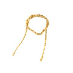 rope or twine tied in a knot on white background