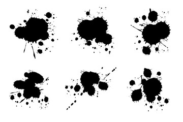 Abstract black watercolor ink blobs - 8 - obrazy, fototapety, plakaty