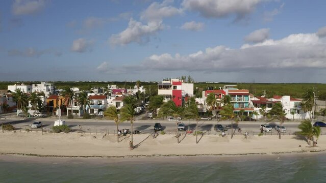 Aerial view of beach houses along the Coast Highway
