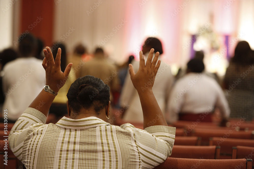 Wall mural Sunday service at Words of Life fellowship church, Miami