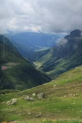 Mountain valley in the swiss alpls