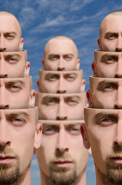 Surrealistic portrait of a man. Digital collage