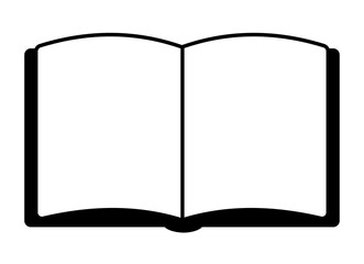 Simple black and white open book vector illustration, icon, clip art. 