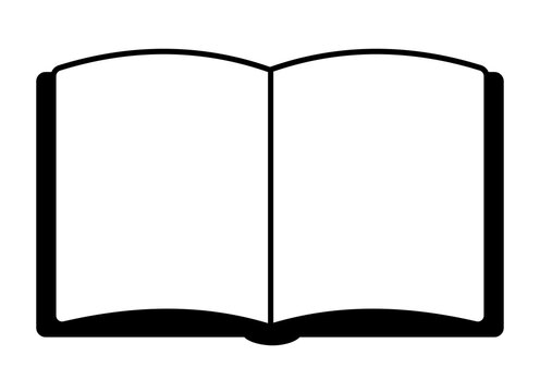 recommend clip art: Simple black and white open book vector illustration, icon, clip art. 