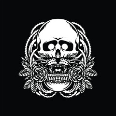 skull tattoo illustration vector design