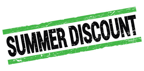 SUMMER DISCOUNT text on black-green rectangle stamp sign.