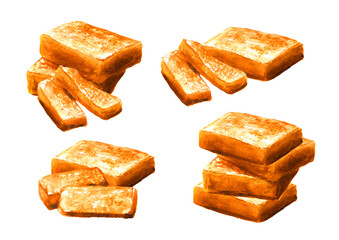 0 Homemade marmalade, jam, jelly set. Hand drawn watercolor illustration  isolated on white background