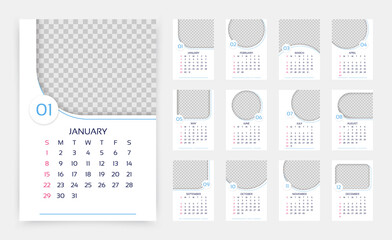 Calendar 2023 year. Vector illustration. Wall calender with 12 month.