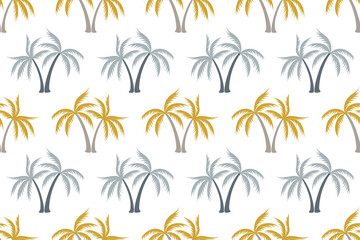 Coconut tropical palm tree summer seamless pattern
