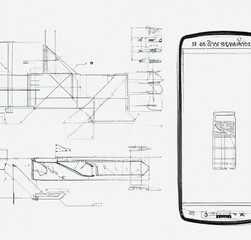 technical drawing of smartphone