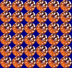 A dark blue background with orange tones abstract circles pattern