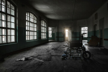 Dark creepy abandoned mental hospital. Orlovka Asylum for the insane in Voronezh Region. 
