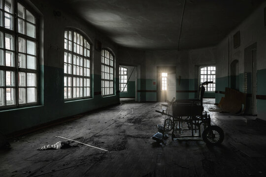 Dark creepy abandoned mental hospital. Orlovka Asylum for the insane in Voronezh Region. 
