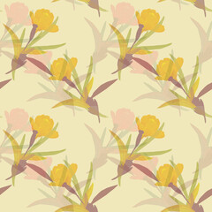 Fototapeta na wymiar Graphic image of decorative tulips.Illustration on white and colored background.