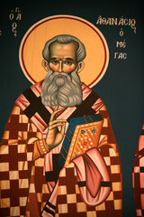 Obraz na płótnie Canvas Greek orthodox icon depicting Saint Athanasos the great